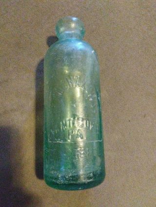 Vtg L F Michalowski Aqua Blob Top Bottle Nanticoke Pa Beer Medical Apothecary