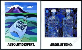 1991 Absolut Vodka Alex Echo And Alain Despert Vodka Bottle Art Vintage Print Ad