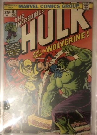 INCREDIBLE HULK 181 CGC 5.  0 1st appearance of WOLVERINE 11/1974 5