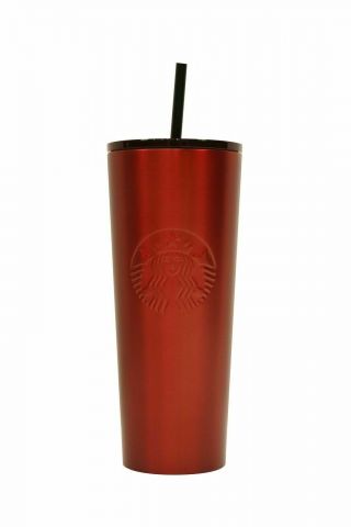 Starbucks 2018 Holiday Crimson Red Stainless Steel Venti Cold Cup Tumbler 24oz -
