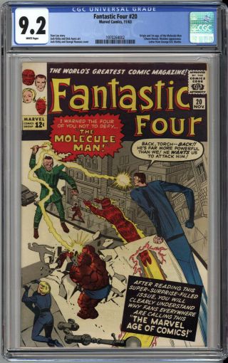 Fantastic Four 20 Cgc Nm 9.  2 - Origin And 1st Appearance Of Molecule Man 1963
