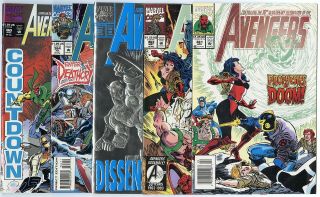 Avengers 361 - 370 Complete Run Avg.  Nm,  9.  6 White Pages Marvel 1993