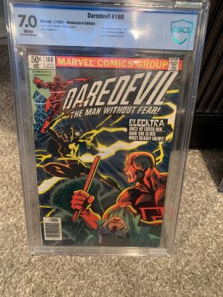 Daredevil 168 Cgc 7.  0 1981 Marvel 1st Appearance Elektra White Pages