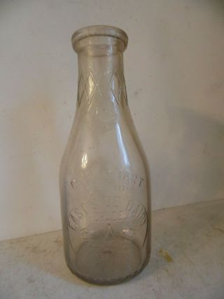 Vintage East Side Dairy Nc Milk Bottle Embossed 1 Quart Advertising