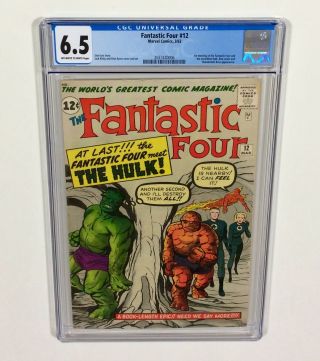 Fantastic Four 12 Cgc 6.  5 Big Key (1st Ff & Hulk Meet,  Early Hulk) 1963 Marvel