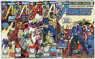 Avengers 201,  203 - 211 Avg.  Nm/nm,  9.  4/9.  6 White Pages Marvel 1980 No Resv