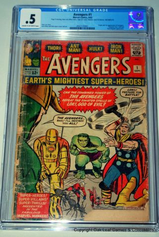 Avengers 1 Marvel Comic Book 1st Appearance Cgc.  5 1963