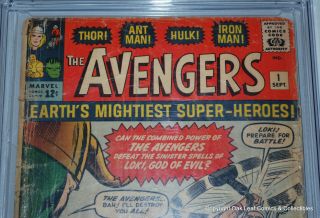 Avengers 1 Marvel Comic Book 1st appearance CGC.  5 1963 3