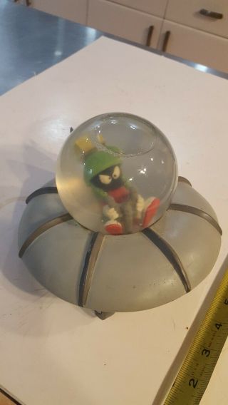 Rare Looney Tunes Marvin The Martian Ufo Snow Globe Space Ship Water Saucer