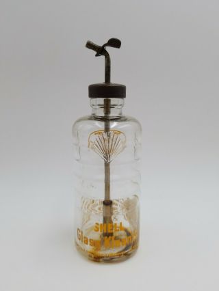 Vintage Display Advertising Shell Gas & Oil Glass Kleanzit 8oz Bottle Sprayer