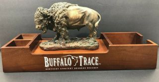 Buffalo Trace Kentucky Straight Bourbon Whiskey Wood Napkin Straw Caddy