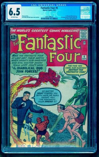 Fantastic Four 6 Cgc 6.  5 2nd Sub - Mariner & 2nd Doctor Doom See Our Ff 4