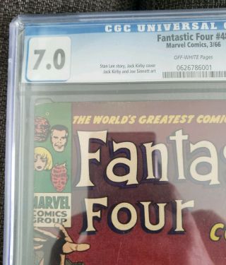 Fantastic Four 48 CGC 7.  0 | Marvel 1966 | 1st Sliver Surfer & Galactus Stan Lee 6