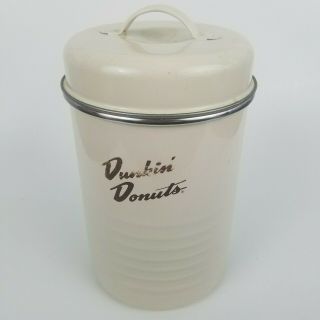 Dunkin’ Donuts Coffee Tin Retro Logo Beige Brown Interior 5 " X 8.  5 " H Retro Look