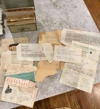 Vintage Metal Tin Recipe Box Full Of Old Handwritten Recipes Back To 1954
