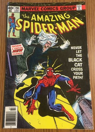 The Spider - Man 194,  Fine -,  First Appearance Black Cat - - Plus Bonus