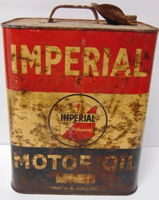 Vintage 1960s Imperial Motor Oil Gas Station Advertising 2 Gallon Can St.  Louis