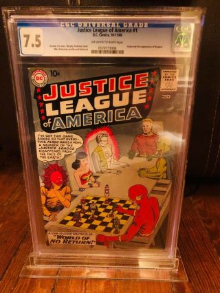 1960 JUSTICE LEAGUE OF AMERICA 1 1ST JLA IN TITLE 1ST DESPERO OW CGC 7.  5 6