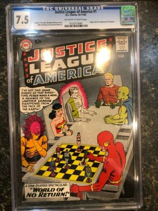 1960 JUSTICE LEAGUE OF AMERICA 1 1ST JLA IN TITLE 1ST DESPERO OW CGC 7.  5 8