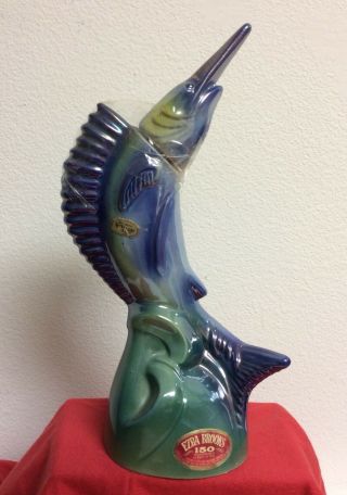 1970 Ezra Brooks Blue Marlin Fish Decanter Collectible Whiskey Bottle Empty