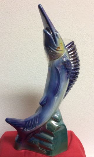 1970 EZRA BROOKS Blue Marlin Fish Decanter Collectible Whiskey Bottle EMPTY 2