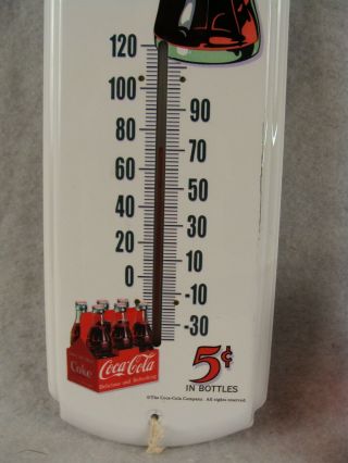 Vintage 5 Cent Coca Cola Tin Thermometer Advertising Sign 4