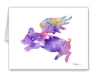 Flying Pig Note Cards With Envelopes