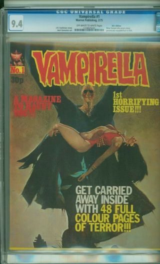Vampirella 1 Cgc 9.  4 Nm Uk Edition 1975 Vampirella Origin Htf Hard To Find