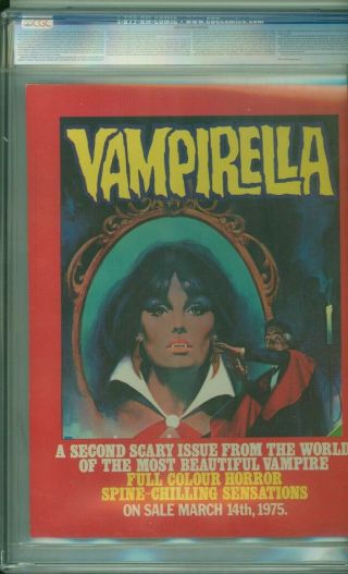 Vampirella 1 CGC 9.  4 NM UK Edition 1975 Vampirella Origin HTF Hard to Find 3