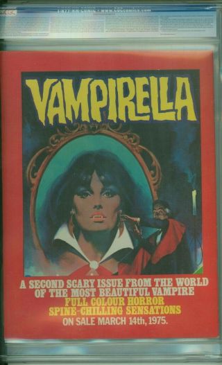 Vampirella 1 CGC 9.  4 NM UK Edition 1975 Vampirella Origin HTF Hard to Find 4