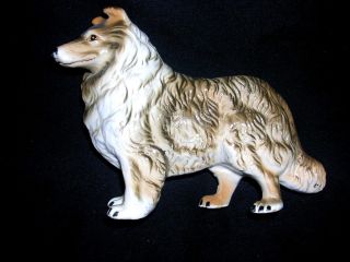 Vtg Collie Porcelain Dog Figurine Brown/tan/white 6 " X 4 " Lassie Standing Figure
