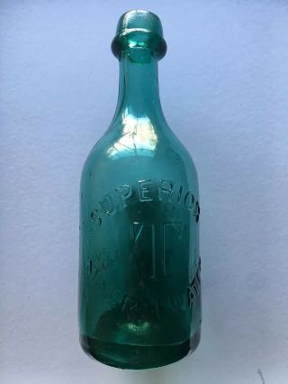 Antique Superior “t” Mineral Water Twitchell Iron Pontil Bottle Mid 1850’s