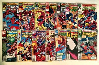 Complete Spider - Man Maximum Carnage 1 - 14 Venom Set Spectacular Unlimited Web Of