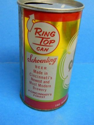RARE SWEET VINTAGE 1960 ' S SCHOENLING BEER PULL RING TOP CAN CINCINATTI OHIO 4