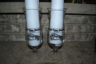 Rare Set Of 2 Magic Time Machine Restaurant Footed Hurricane Beer Glasses Vg - Exl