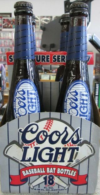Coors Light Baseball Bat Beer Bottle 4 Pack W/case 1997 E.  Banks 500 Club