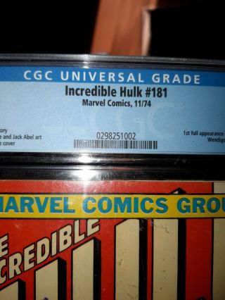 The Incredible Hulk 181 (Nov 1974,  Marvel) CGC Graded 5.  0 3