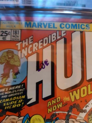 The Incredible Hulk 181 (Nov 1974,  Marvel) CGC Graded 5.  0 4