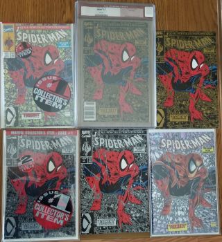 Spider - Man 1 Cover Set (1990) Gold Upc Cgc 9.  8,  Chrome,  Bagged Mcfarlane