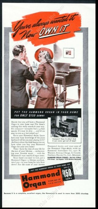 1940 Hammond Organ Art And Photo Vintage Print Ad