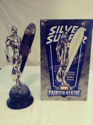 Silver Surfer Statue Chrome Version Randy Bowen Full Size 14 " Tall