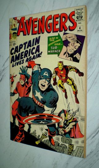 Avengers 4 Vf,  8.  5 Cr/ow 1964 Marvel 1st Silver Age Captain America Appearance