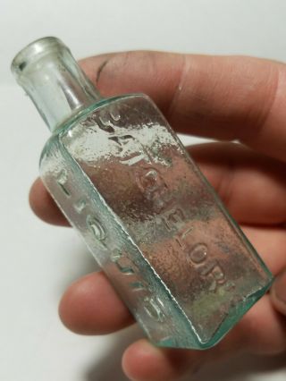 Small Hand Blown Open Pontil Aqua Hair Dye Bottle