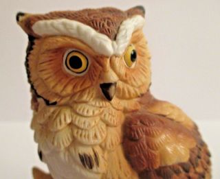 Hand Painted Owl On Oak Branch Figurine Lefton 1983 China Porcelain