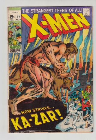 X - Men 62 Cg/vg,  63 Vg -,  65 Vg/fn.  1969 - 70 Marvel.  Neal Adams Art