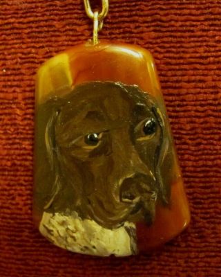 German Shorthaired Pointer Hand - Painted On Wedge - Shaped Pendant/bead/necklace