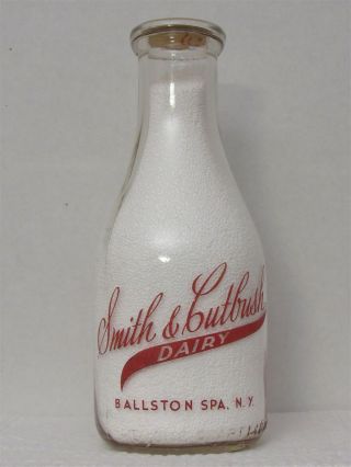 Trpq Milk Bottle Smith & Cutbush Dairy Farm Ballston Spa Ny 1950 Phone 257 Rare