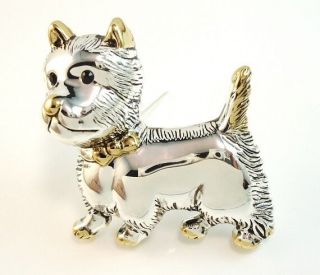 Cute West Highland Two Tone Pin - Brooch - Pendant Gold And Silver Plated