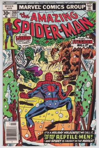 Spider - Man 166 Vf,  8.  5 The Lizard Stegron Ross Andru Art