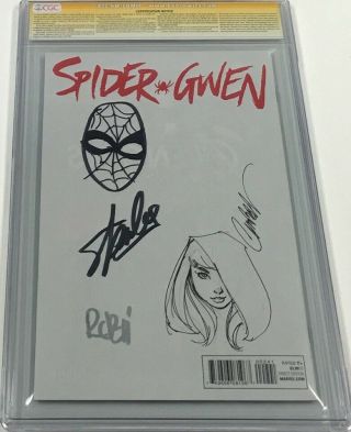 Spider Gwen 2 Eccc B&w Signed/sketched Stan Lee & J.  Scott Campbell Cgc 9.  8 Ss